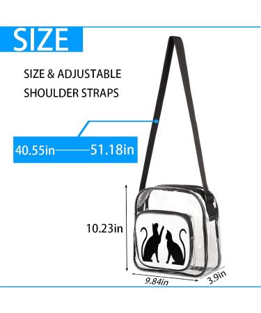 Stylish Clear Crossbody Stadium Bag | Animal Black Cats Print | Approved for Sports, Concerts & Travel - Buy Online on GoSupps.com