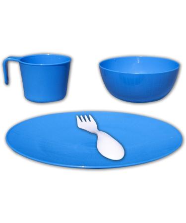 gear4U Camping Tableware Set - BPA Free Outdoor Dishes with Mesh Carry Bag - Plate, Bowl, Cup and Utensil for Hiking, Camping, Backpacking - Blue Single - Buy Online on GoSupps.com