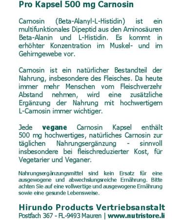 Carnosin 500 mg Vegan Capsules - 60 pcs | International Shipping & Best Price - Buy Online on GoSupps.com