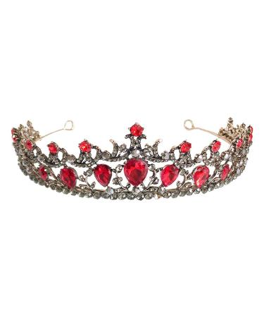 Lurrose Baroque Wedding Crown Tiara - Rhinestone & Crystal Ruby Princess Headpiece for Bridal Engagement & Birthday Parties - Buy Online on GoSupps.com