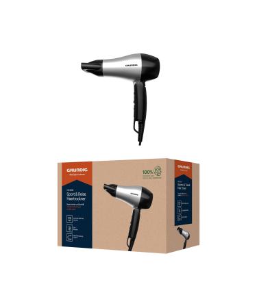 Grundig HD 2200 Sports & ReichaRocker hairdryer traveler 1200 watts 2 temperature levels 2 air flow stages 1.8 m of cable foldable handle extremely light usable worldwide silver/black/gray single