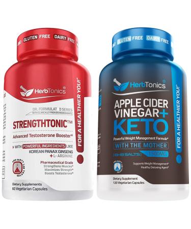 Testosterone Booster for Men Male Enhancing Pills - Enlargement Supplement Increase Size Energy Strength & Stamina Enhancement Ginseng Pill | Apple Cider Vinegar Capsules Plus Keto BHB | Fat Burner