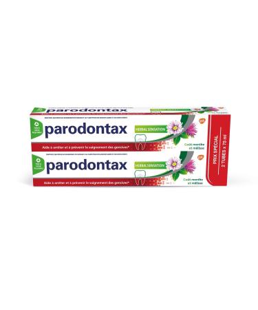 Parodontax Herbal Care Toothpaste Helps Stop and Prevent Bleeding Gums Mint and Lemon Balm Flavor Pack of 2x75 ml