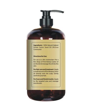 First Botany Castor Oil 16 fl oz - Ultimate Emollient for Hair Growth Skin Moisturizer & Nail Care | Multi-Use Eyebrow & Eyelash Serum - Buy Online on GoSupps.com