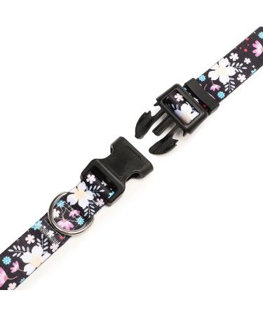 Mercano Adjustable Dog Collar - Soft Nylon Comfort & Robust Pattern for Small to Medium Dogs & Cats (S Flower White) - Buy Online on GoSupps.com