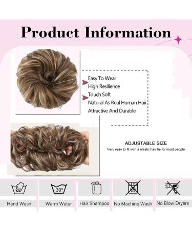 Messy Bun Hair Extensions - Rubber Band Hair Part Large Bun Tie Synthetic Ponytail | Light Brown & Gold Blonde - Buy Online on GoSupps.com