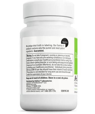 DAVINCI Labs ADK - Helps Support Bone Heart & Immune Health - Dietary Supplement with Vitamins A D3 & K2 (as MK-7) - Vegetarian Gluten Free & Soy Free - 30 Capsules 30 Count (Pack of 1) Capsule - Buy Online on GoSupps.com