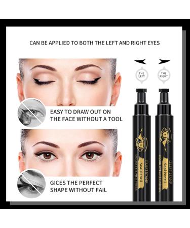 Go Ho Black Waterproof Wing Stamp Eyeliner 2 PCS - Cat Eye Winged Eyeliner Stamp for Left & Right Wing - Smudge-proof & Long-Lasting - 10MM Super Slim Felt Tip - Buy Online on GoSupps.com