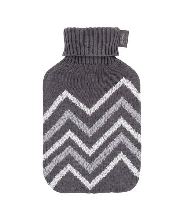Fashion hot water bottle with a knitting cover gray