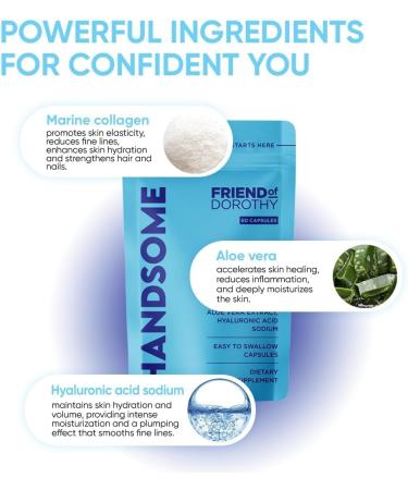 FRIEND OF DOROTHY Handsome Marine Collagen Tablets Enhanced with Aloe Vera Hydrolyzed Collagen Supplements for Men 60 Capsules per Pouch - Buy Online on GoSupps.com