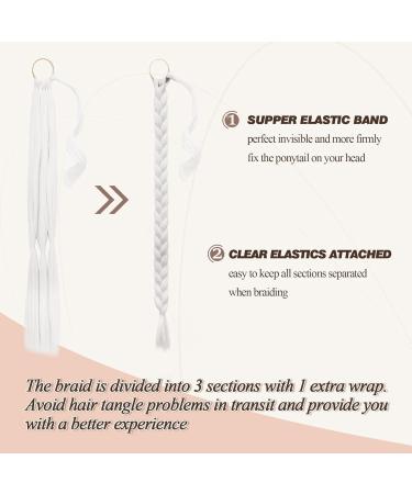 BARSDAR 66cm 2PCS Long Braided Ponytail Extensions - Soft Synthetic Hair in Ash Platinum Blonde | DIY Hair Extensions for Women - Buy Online on GoSupps.com