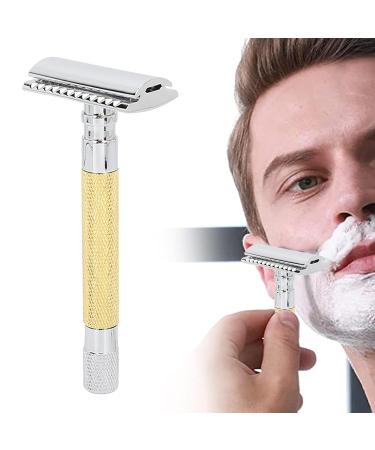 Double-Sided Zinc Alloy Safety Razor - Eco-Friendly Non-Slip Travel & Home Use for Men - Gold - Buy Online on GoSupps.com