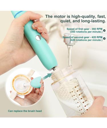 Electric Bottle Brush Set- 2 Silicone & 1 Sponge Heads, 2-Speed Power, Waterproof, IP65 Water Resistant- Ideal for Cleaning Bottles & Cups - Buy Online on GoSupps.com