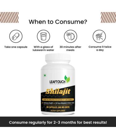 LEAFTOUCH Shilajit Supplement 60 Capsules- Pack of 1 (500 MG Each) | Lab Tested (Pack of 3) - Buy Online on GoSupps.com