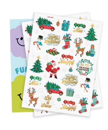 XO Fetti Christmas Decorations Temporary Tattoos for Kids - 46 Glitter Styles | Naughty Nice Party Favors - Stocking Stuffer & Xmas Eve Gift - Buy Online on GoSupps.com