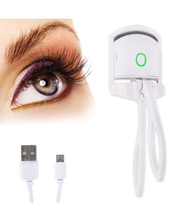 Heated Eyelash Curlers Long Lasting Electric Rechargeable Eyelash Curler Quick Natural Curling Eyelash Curler Make Up Tools Mothers' Day Gift White