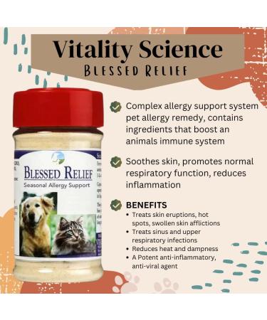 Vitality Science Blessed Relief for Cats | Seasonal Allergy Support | Improves Respiratory Function and Breathing | Heals Skin Helps Irritation (20g) - Buy Online on GoSupps.com