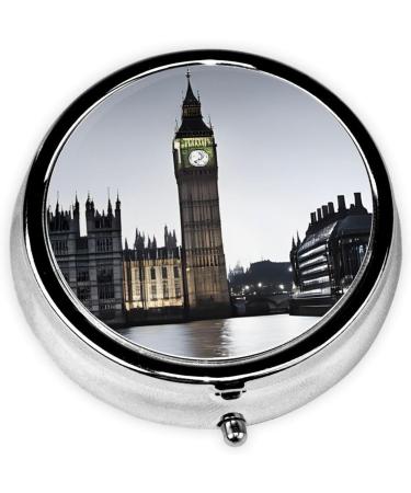 London Round Pill Box - 3 Compartment Decorative Travel Organizer for Tablets & Vitamins - Buy Online on GoSupps.com