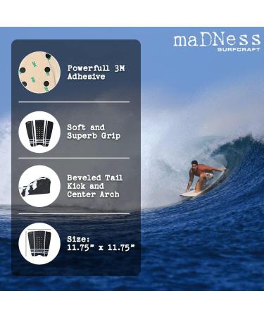 Madness Surfcraft Premium 3 Piece EVA Surfboard Deck Traction Pad with Kicker | Improve Surfing | eBook - Buy Online on GoSupps.com