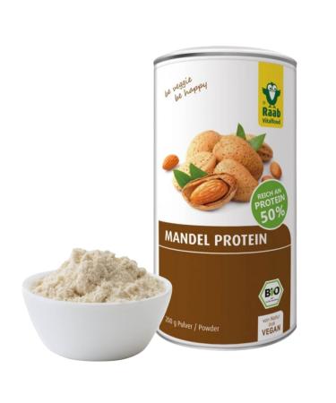 Raab vitalfood organic almond protein with natural calcium partially oiled vegan gluten-free protein shake Almond flour almond drink 50% protein 200 g
