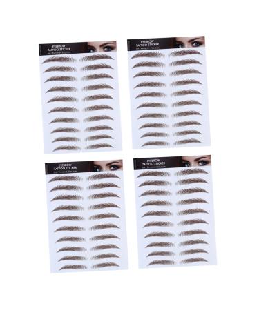 VINTORKY 4pcs Eyebrow Stickers False Eyebrows for Women Eyebrow Makeup Artificial Eyebrow 3d Cosmetic Make up 21x15cm Brown