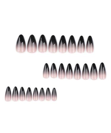 Shop Black Press on Nails - Medium Almond Gothic Ombre Acrylic False Nails | 24 Pcs Glam Manicure - Buy Online on GoSupps.com
