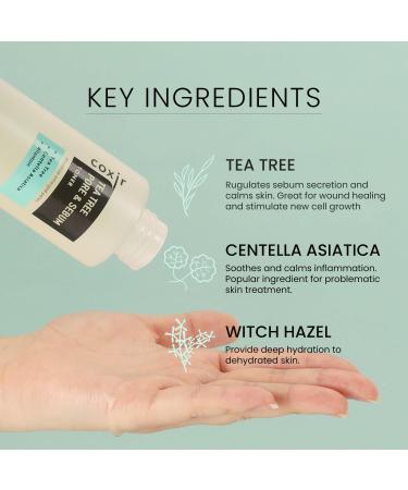 COXIR Tea Tree Pore and Sebum Toner (150 ml / 5.07 oz) Volcanic Water Toner Oil Balance Pore Minimiser Sebum Control - Buy Online on GoSupps.com