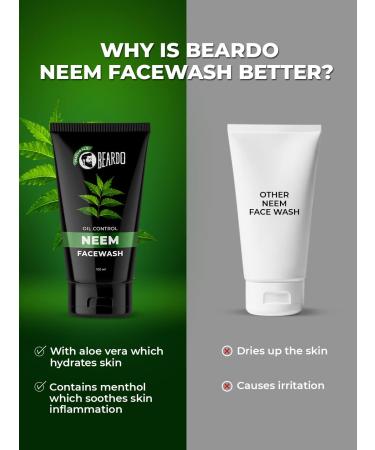 Neem Face Wash for Oil Control - 100ml | Refreshing Natural Cleanser for Oily Skin - Shop Now - Buy Online on GoSupps.com