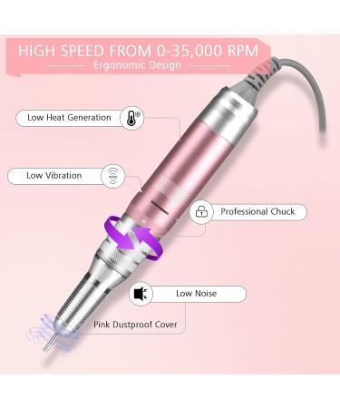 35000RPM Portable Nail Drill Machine - Rechargeable Professional Electric Efile for Acrylic Gel Nails - Cordless Rose Gold - Buy Online on GoSupps.com