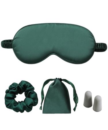 Silk Satin Sleeping Eye Mask Green Sleep Eye Night Blindfold for Women and Men Soft Breathable Blackout Eyeshade Eye Cover for Travel Wedding Bridesmaid Gift
