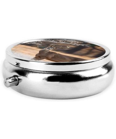 Free Whitetail Deer Mini Round Pill Box | 3 Compartment Travel Organizer | Portable Pill Case for Home & Office - Buy Online on GoSupps.com