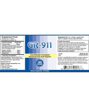 GR 911 Clinical Strength Gout Relief - 90 Tablets | Fast-Acting Gout Pain Relief | International Shipping Available - Buy Online on GoSupps.com