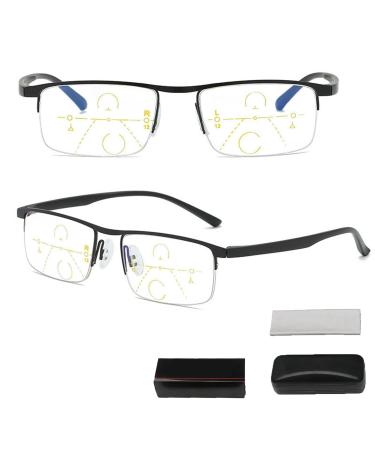 Mjmluck Blue light filter Showlight glasses Intelligent zoom glasses smart glass zoom glasses Progressive anti -automatic focus adjustment with glasses box for men (black 350) black 350