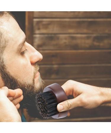 Boar Bristle Beard Brush with Wooden Handle | Round Beard Brush for Men | Dark Brown - Buy Online on GoSupps.com