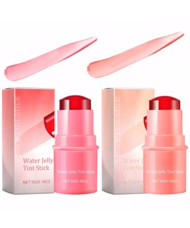 Makeup Lip Tint Milk Jelly Tint Milk Jelly Blush Stick Sheer Lip and Cheek Tint for Natural Long-Lasting Matte Moisturizing(Red+Pink)