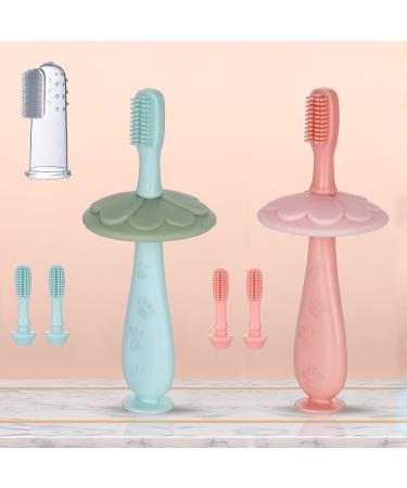 GIAVGIAV Toddler Toothbrush Age 1-2  Baby Toothbrush 6 to 12 Months  Infant Toothbrush with 6 Soft Bristles  Tooth Brush for Baby 0-2 Years  Finger Brush Teeth Training  Toddler Tooth Brush