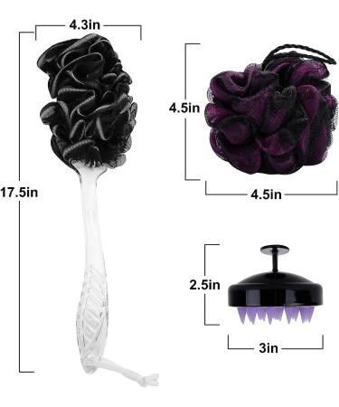 MAVGV Scalp Massager Shampoo Brush Loofah Set with Long Handle Back Brush and Bath Loofahs - Buy Online on GoSupps.com