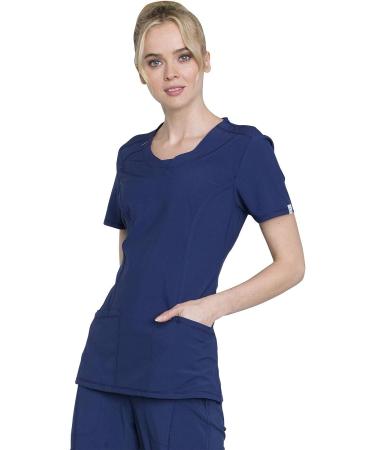 Cherokee Workwear Women's Infinity Crew Neck Scrubs Shirt - Large Navy - Buy Online on GoSupps.com