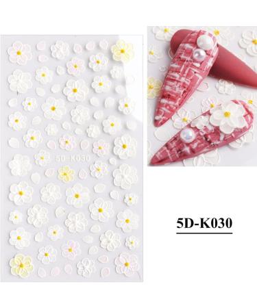 Fashion Manicure Decor DIY Woman White Flowers Butterfly-shape Design Water Transfer Stickers 5D Embossed Nail Sticker Nail Art Decoration(5D-K030) - Buy Online on GoSupps.com
