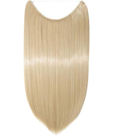 Hair Extensions no Clip Invisible Wire Adjustable Secret Rubber Band Hairpiece Real Natural Synthetic Fibre Hair 20 inch Straight Dark blonde mix bleach blonde - Buy Online on GoSupps.com