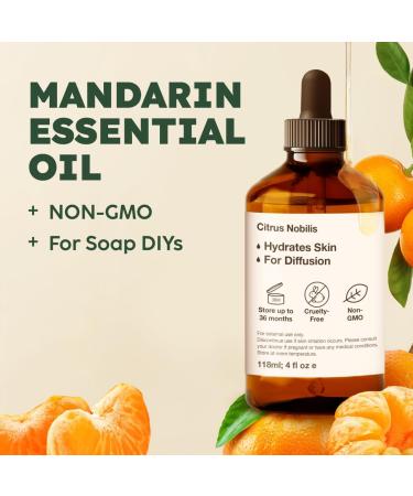 Mandarin Essential Oil for Diffuse & Orange Essential Oil for Diffuser Set - Aromatherapy Grade Essential Oils Set - 2X 4 Fl Oz - Kukka - Buy Online on GoSupps.com