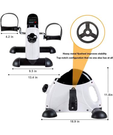 GOREDI Pedal Exerciser Stationary Mini Exercise Bike - LCD Display, Seniors Arm/Leg Exercise - White - Buy Online on GoSupps.com