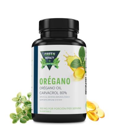 GREEN ROYALTY Oregano Oil Softgels 80% Carvacrol Immune Support Supplement with Olive Oil 100 mg per Serving 90 Softgels Non-GMO Dietary Supplement