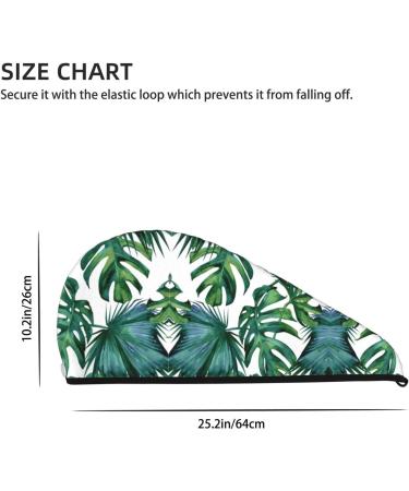 Green Banana Leaves Print Coral Velvet Dry Hair Cap - Absorbent Towel Wrap for Women | Perfect for Wet Hair Swimming Pool & Travel - Buy Online on GoSupps.com