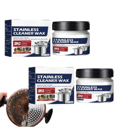MOWBAP 2Pcs Stainless Steel Clean Wax Magical Nano-Technology Stainless Steel Cleaning Paste Magical Nano Cleaning Paste Stainless Steel Cleaner and Polish