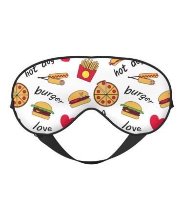 Fast Food Print Sleep Eye Mask Blindfold with Elastic Strap Headband Soft Eye Cover Eyeshade for Night Sleeping Travel