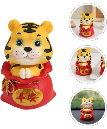 ORFOFE Kids Playset 1pc Year of The Tiger Bobble Head Ornament Red Lucky Bag Office Purse Resin Children Toys Red 6X6X9.5CM - Buy Online on GoSupps.com