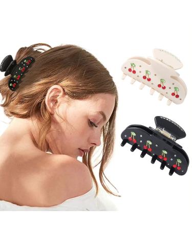 Braine hair clips pink cherry hair clips acrylic hair clips strong hold hair styling clips hair accessories for women and girls (2er set)