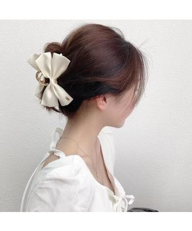 Gerulyss 2 Pcs Black No-Slip Large Hair Bows Barrettes for Women - Champagne Metal Hair Claw Clips with Acrylic Bow - Hair Accessories Clips for Thick Hair - Buy Online on GoSupps.com