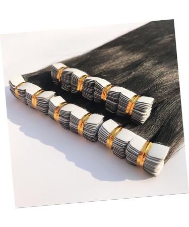 POPETPOP Real Hair Wig Straight Hair Extensions Tape in Hair Seamless Hair Extention Human Hair Wigs Invisible Hair Weaving medium Black - Buy Online on GoSupps.com